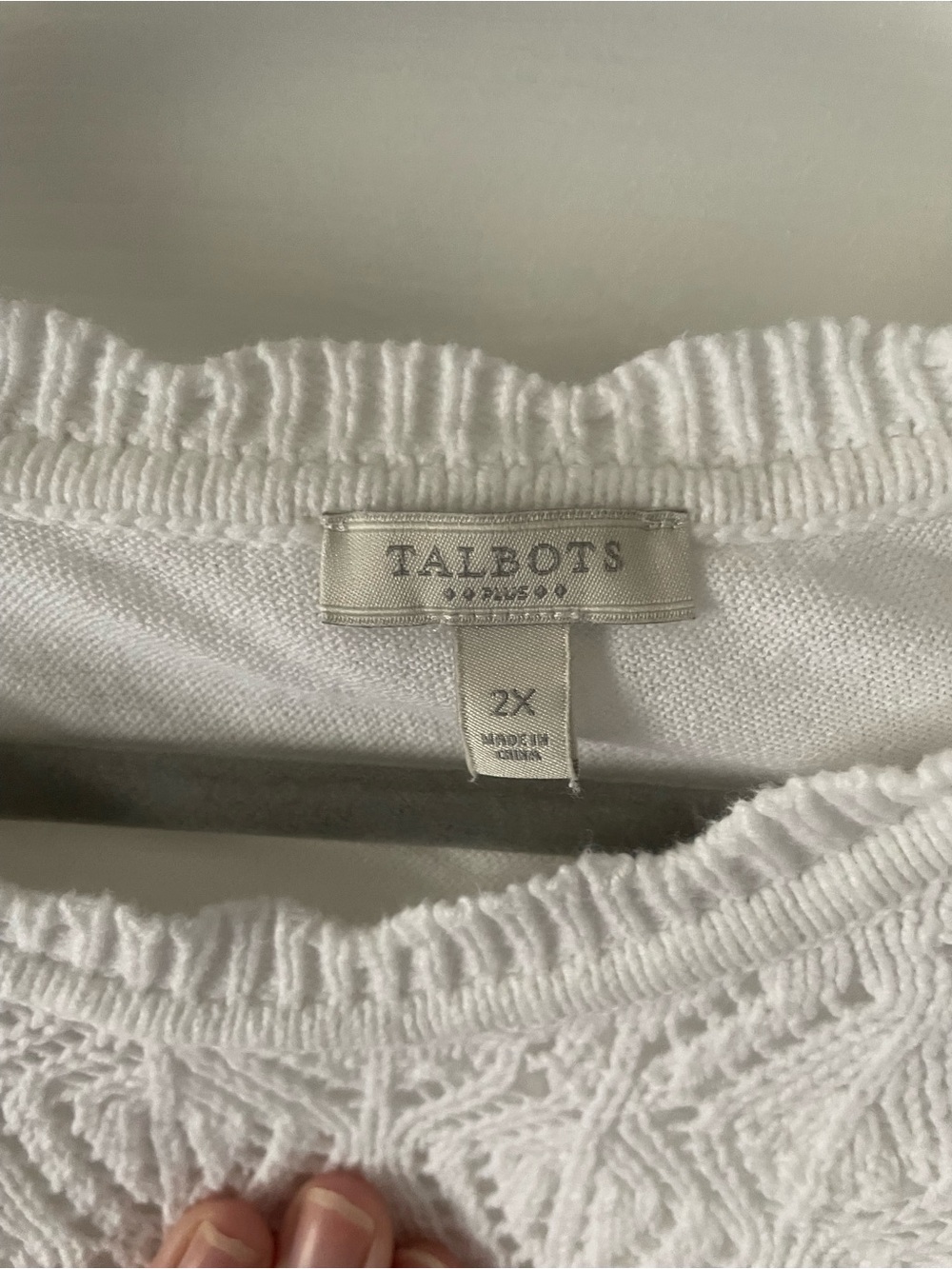 Women's White Crochet Knit Short Sleeve Top Talbots plus 2x - Picture 5 of 6